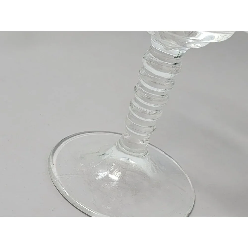 Set Of 4 Vintage Clear Glass Goblets With Gold Trim & Textured‎ Leaf Design